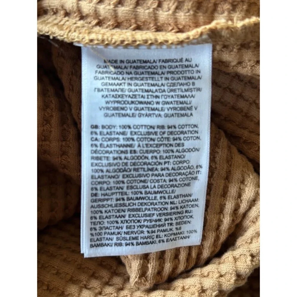 The North Face LARGE Chabot Crew Neck Waffle Knit Thermal Top Women's Tan Beige